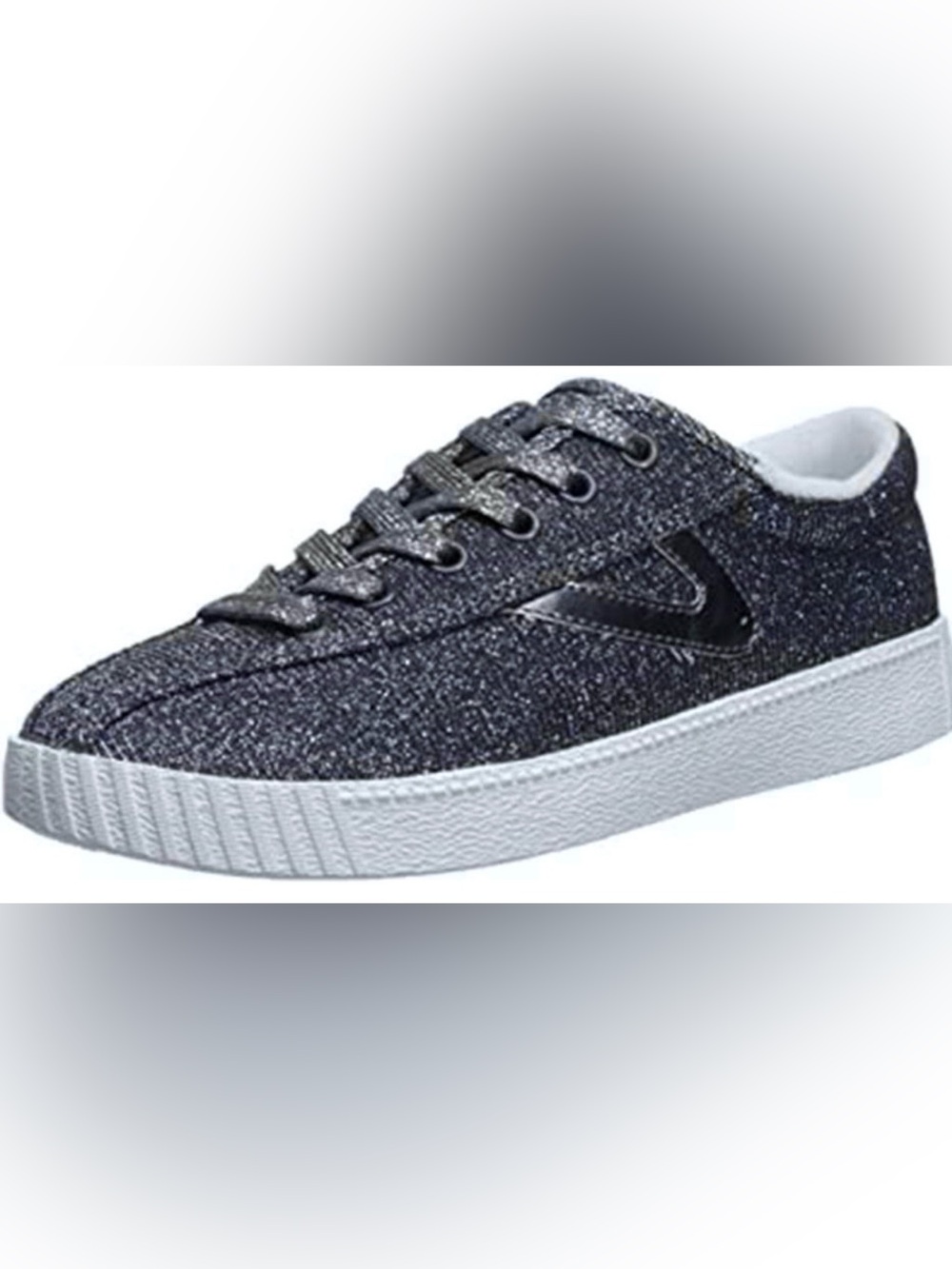 Tretorn Nylite4P nvy metallic canvas lace up snkrs WM 9 glam athleisure cyber